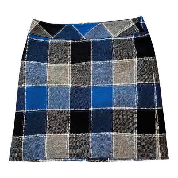 Talbots Dresses & Skirts - Talbots Buffalo Plaid Wool Blend Mini Pencil Skirt- Blue and Grey Size 8